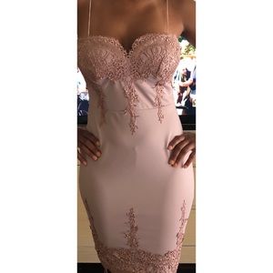 Coral pink dress with lace